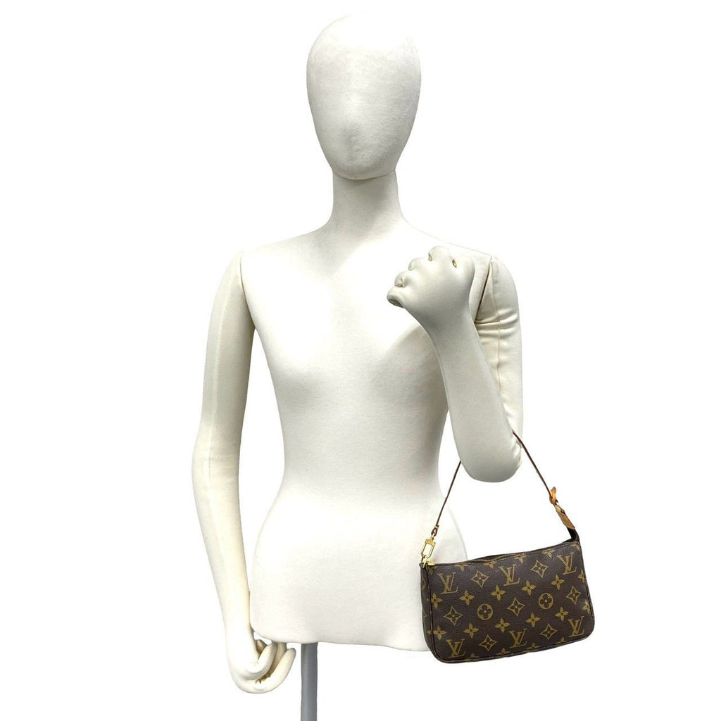 Louis Vuitton Vintage Pochette Accessoires Monogram Leather Handbag Brown — view 2
