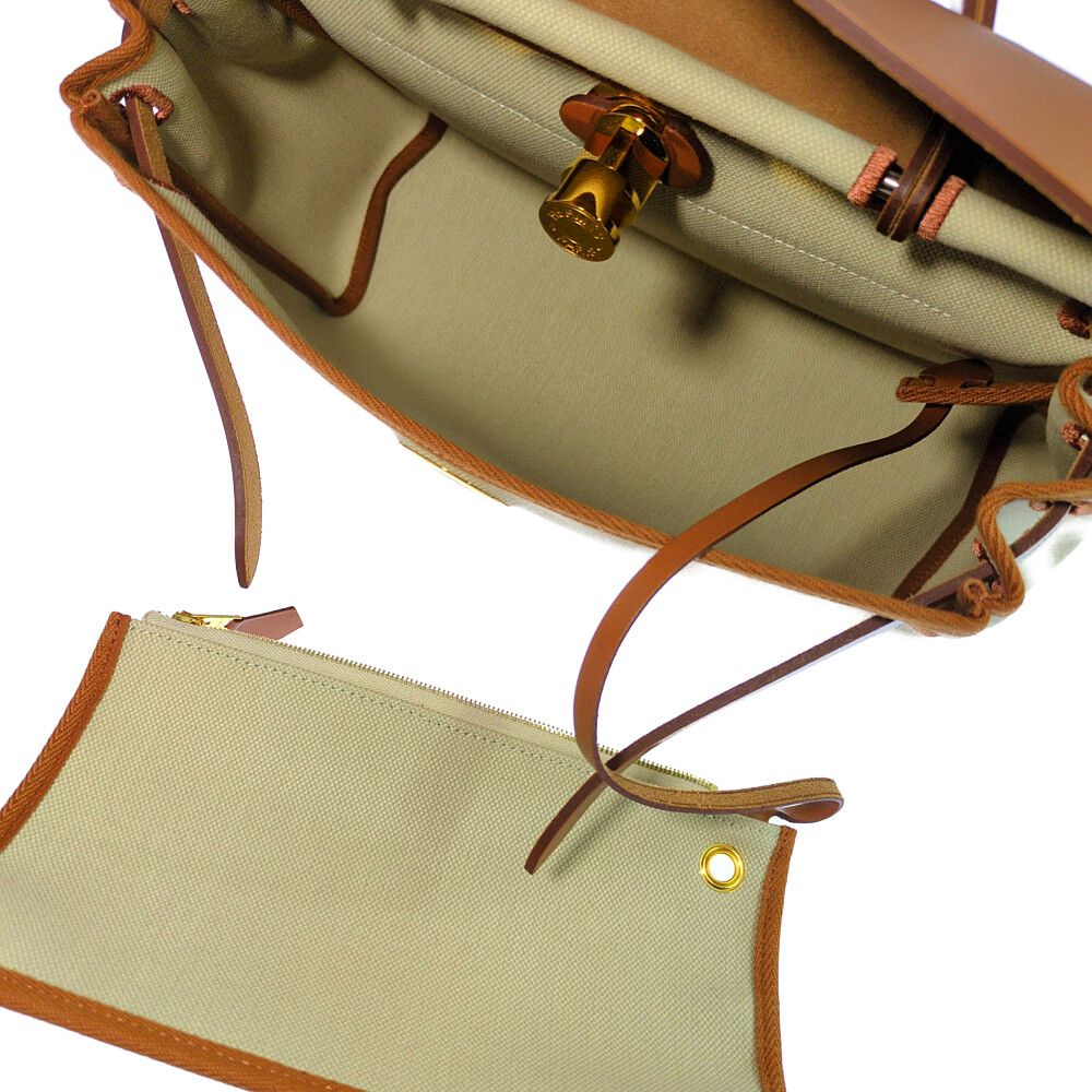 Hermes Herbag Zip PM Gold 2-Way Hand Shoulder Strap Bag Beige — view 5
