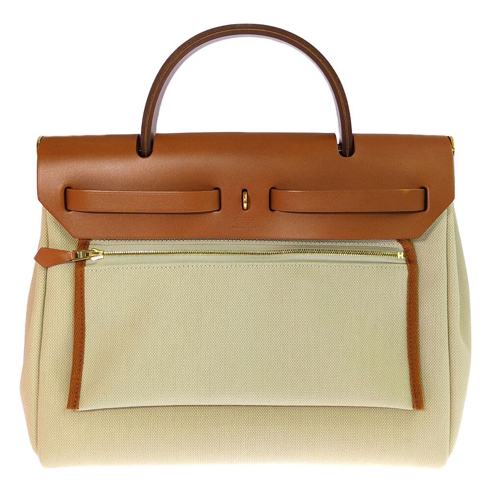 Hermes Herbag Zip PM Gold 2-Way Hand Shoulder Strap Bag Beige — view 3