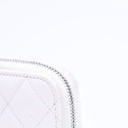 Chanel Classic Coin Purse Stand CC Logo Caviar Leather White Silver — view 4