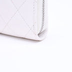Chanel Classic Coin Purse Stand CC Logo Caviar Leather White Silver — view 5