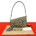 Gucci GG Logo Pattern Horsebit Leather Chain Shoulder Bag Brown