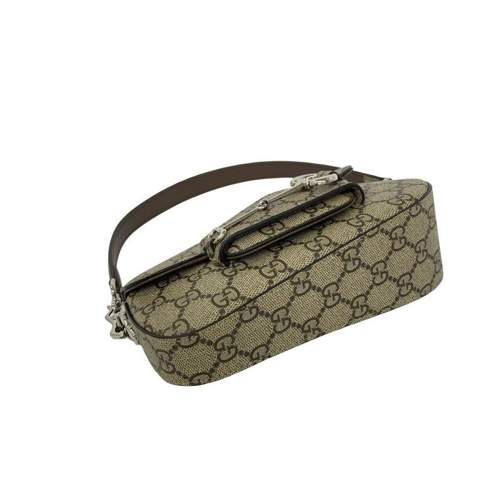 Gucci GG Logo Pattern Horsebit Leather Chain Shoulder Bag Brown — view 7