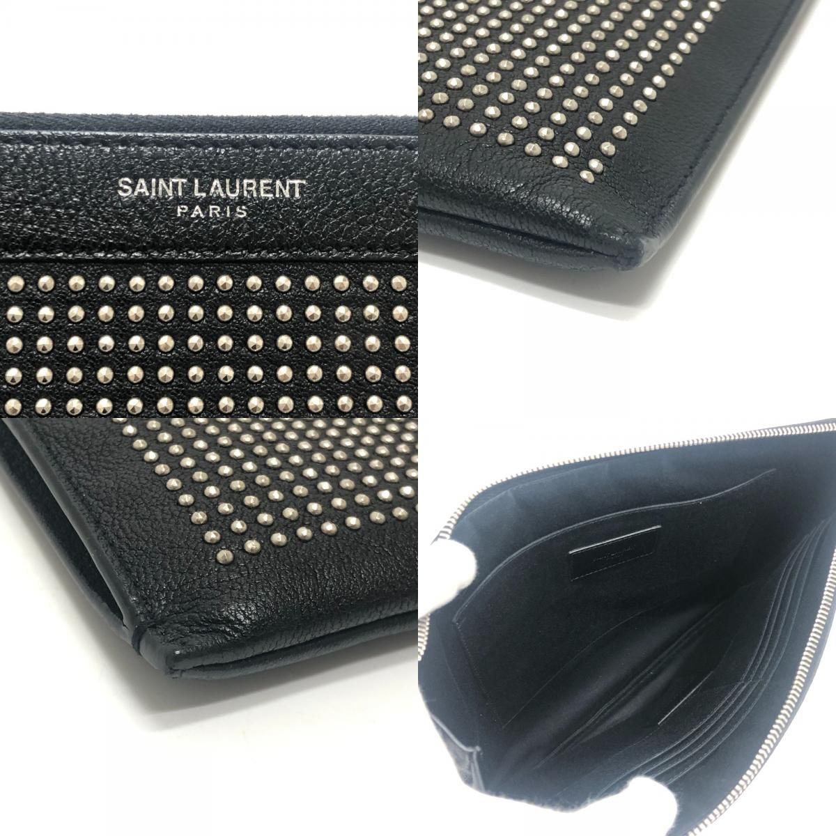 Saint Laurent Clutch Studded Leather Black — view 8