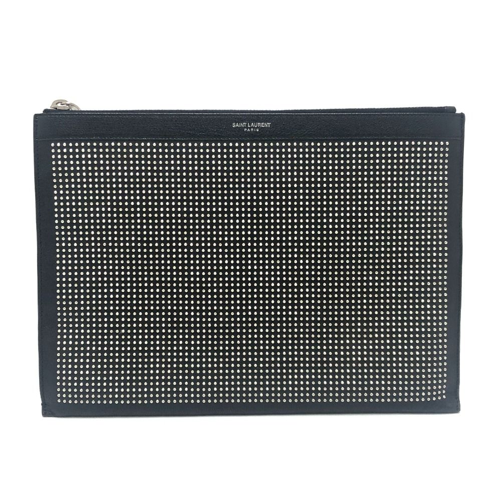 Saint Laurent Clutch Studded Leather Black