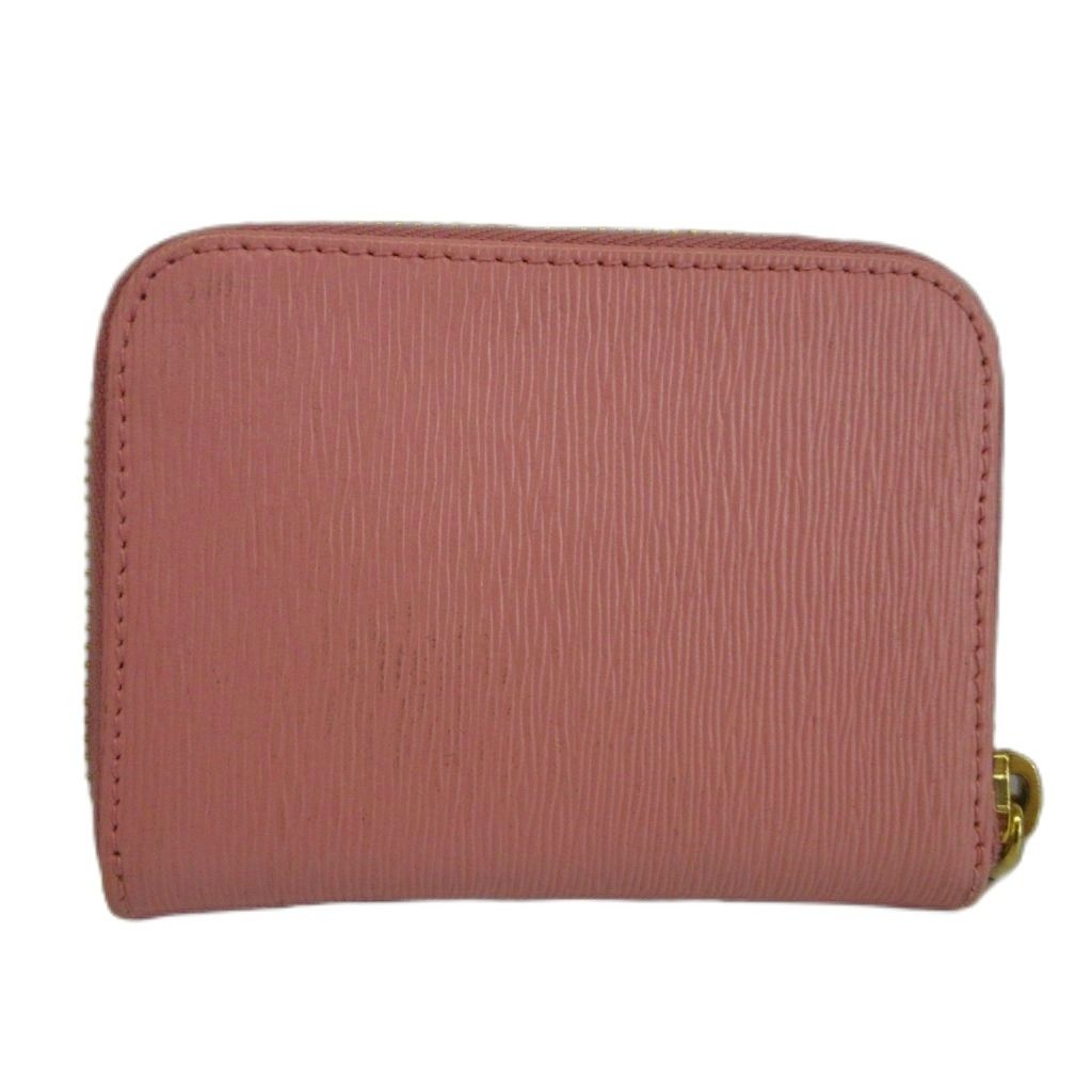 Prada Coin Purse Cowhide Saffiano Leather Zip Around Logo Gold Pink — view 2