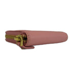 Prada Coin Purse Cowhide Saffiano Leather Zip Around Logo Gold Pink — view 6