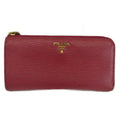 Prada Wallet Cowhide Vitello Move Leather L-shaped Zipper Logo Gold Pink