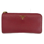 Prada Wallet Cowhide Vitello Move Leather L-shaped Zipper Logo Gold Pink