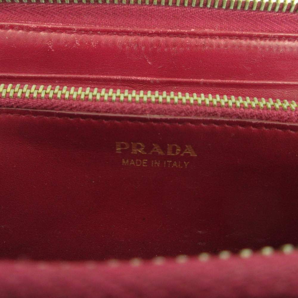 Prada Wallet Cowhide Vitello Move Leather L-shaped Zipper Logo Gold Pink — view 7