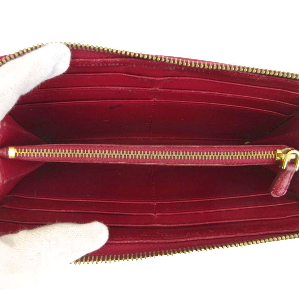 Prada Wallet Cowhide Vitello Move Leather L-shaped Zipper Logo Gold Pink — view 3