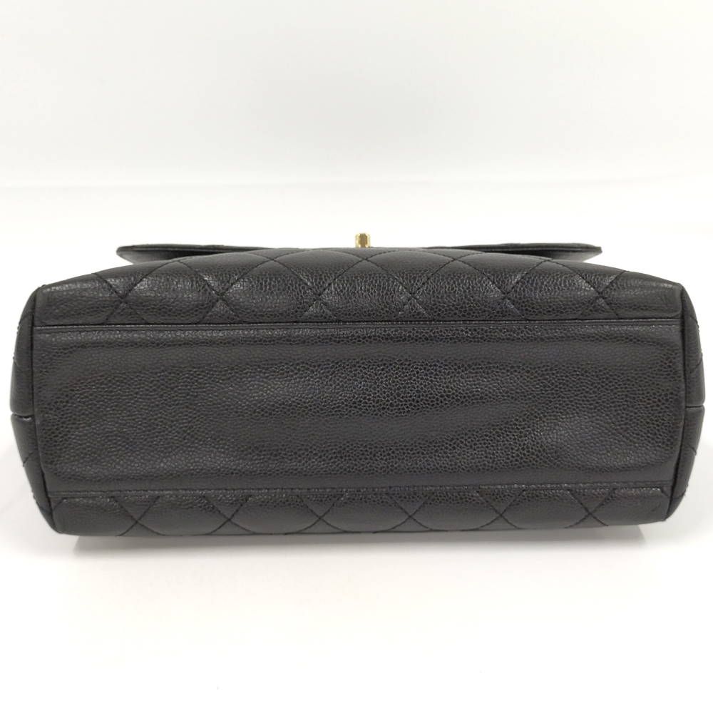 Chanel Quilted Top Handle Flap Bag Caviar Leather Black — view 7