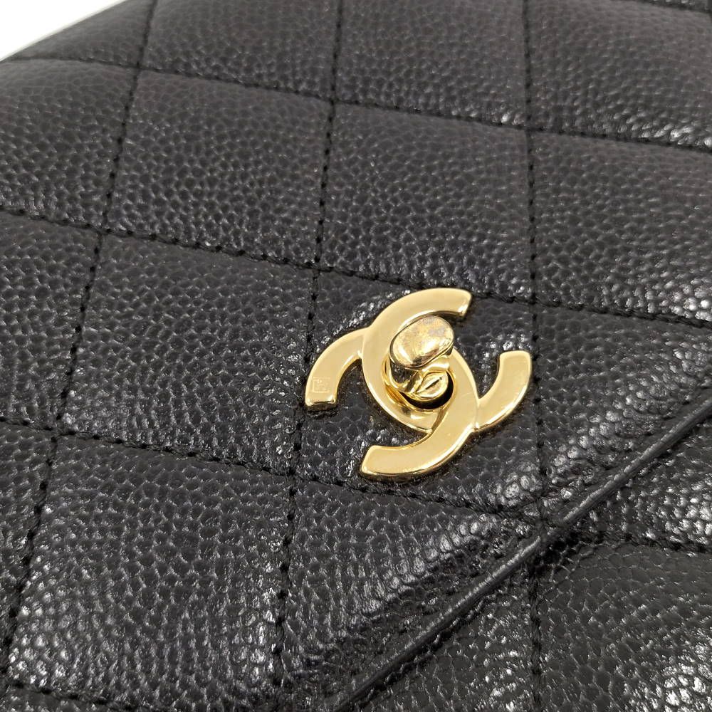 Chanel Quilted Top Handle Flap Bag Caviar Leather Black — view 8