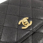 Chanel Quilted Top Handle Flap Bag Caviar Leather Black — view 8