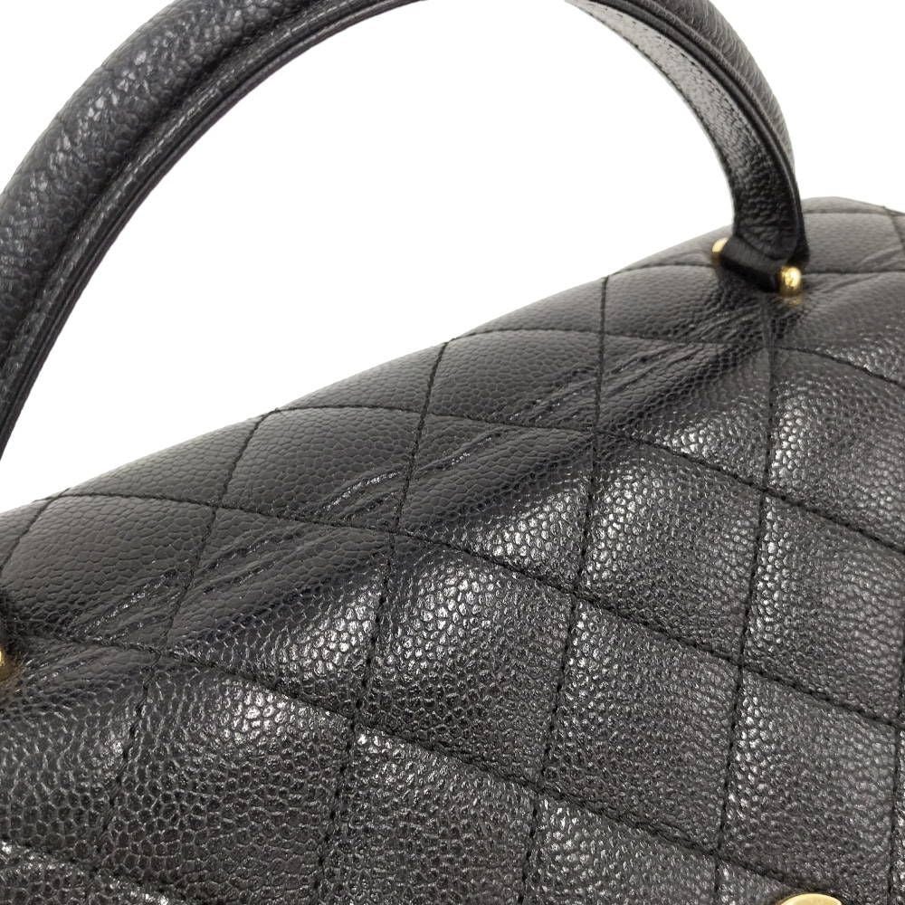 Chanel Quilted Top Handle Flap Bag Caviar Leather Black — view 6