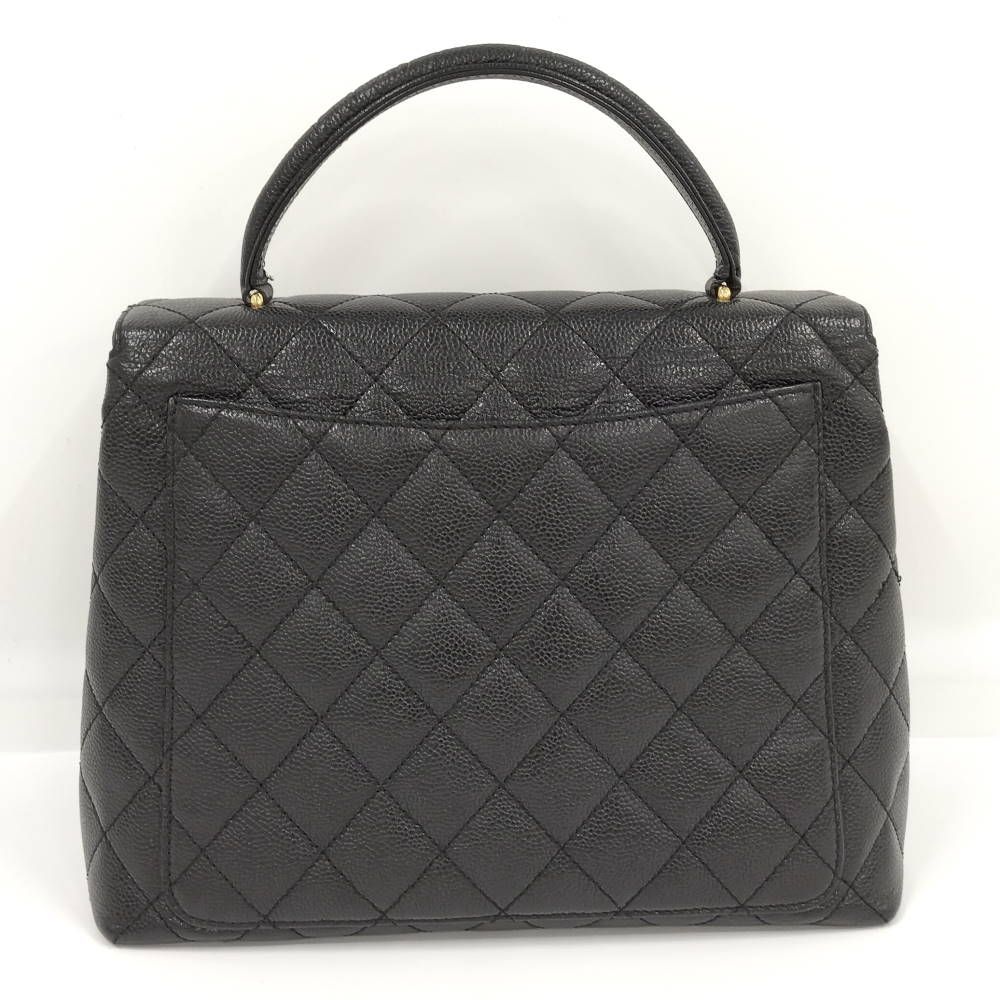 Chanel Quilted Top Handle Flap Bag Caviar Leather Black — view 2