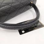 Chanel Quilted Top Handle Flap Bag Caviar Leather Black — view 4