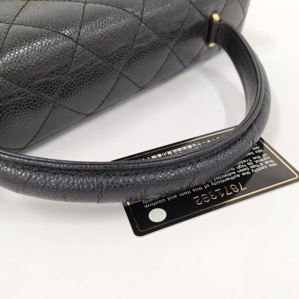 Chanel Quilted Top Handle Flap Bag Caviar Leather Black — view 4