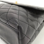 Chanel Quilted Top Handle Flap Bag Caviar Leather Black — view 3
