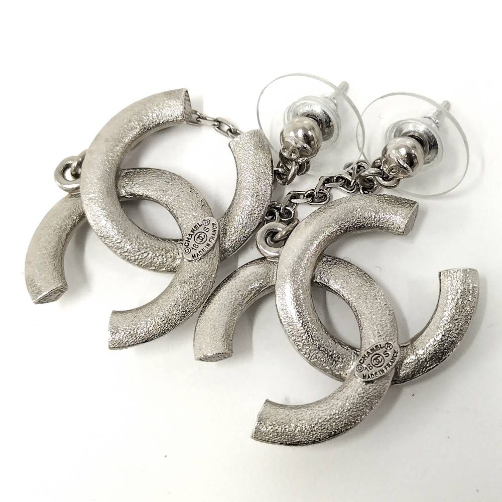 Chanel Swing Earrings CC Logo Rhinestone 18 — view 6