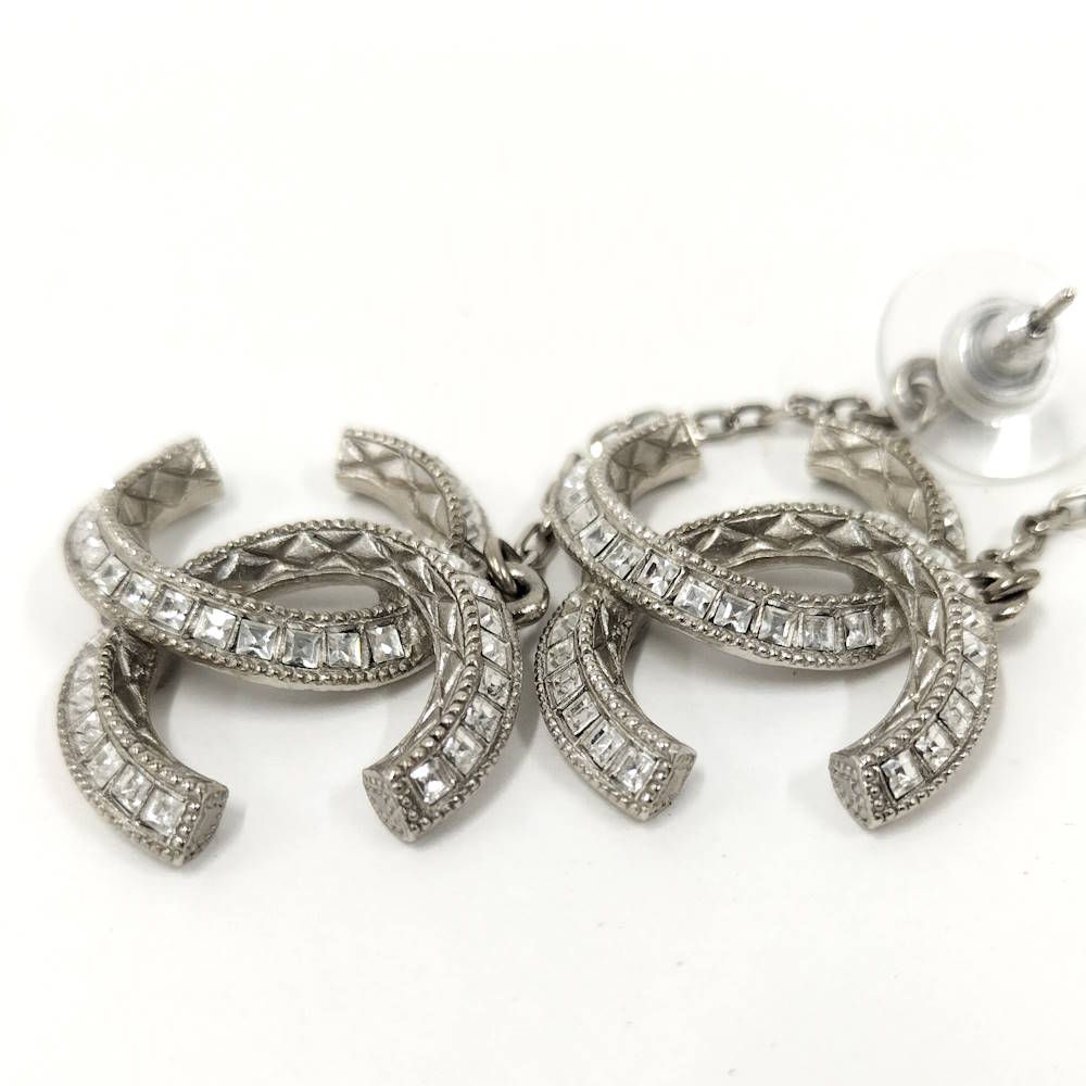Chanel Swing Earrings CC Logo Rhinestone 18 — view 3