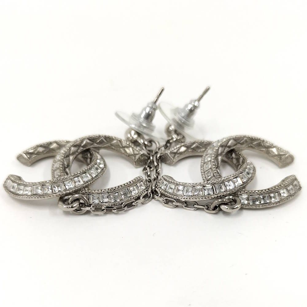 Chanel Swing Earrings CC Logo Rhinestone 18 — view 5