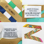 Hermes Tian White Twilly Bouclerie Moderne Buckle Scarf Silk Tabac Rose Blue — view 8