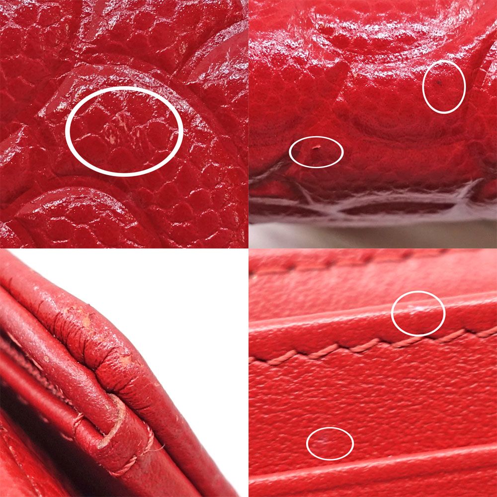 Chanel Trifold Wallet Camellia Red Caviar Leather CC Logo — view 8