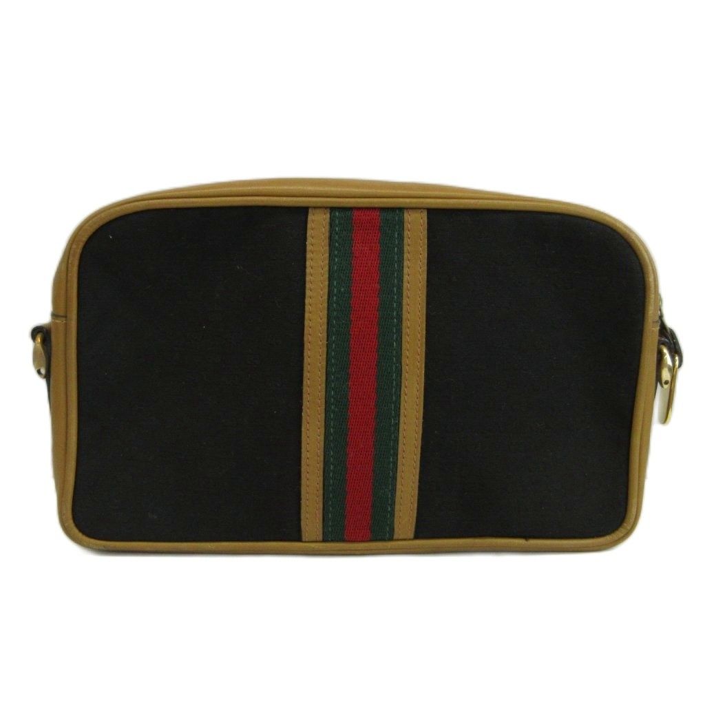 Gucci Vintage Clutch Canvas Leather GG Pattern Sherry Line Black Beige — view 2