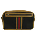 Gucci Vintage Clutch Canvas Leather GG Pattern Sherry Line Black Beige