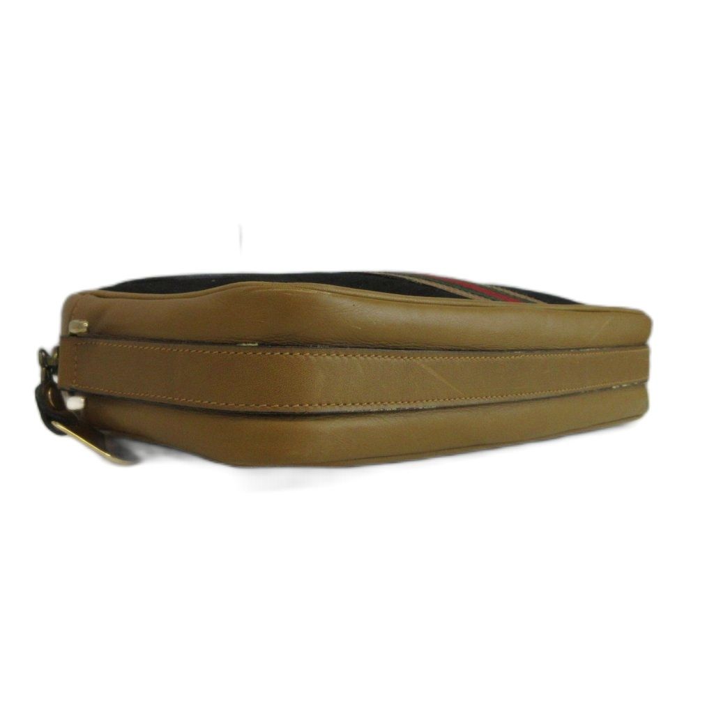 Gucci Vintage Clutch Canvas Leather GG Pattern Sherry Line Black Beige — view 6