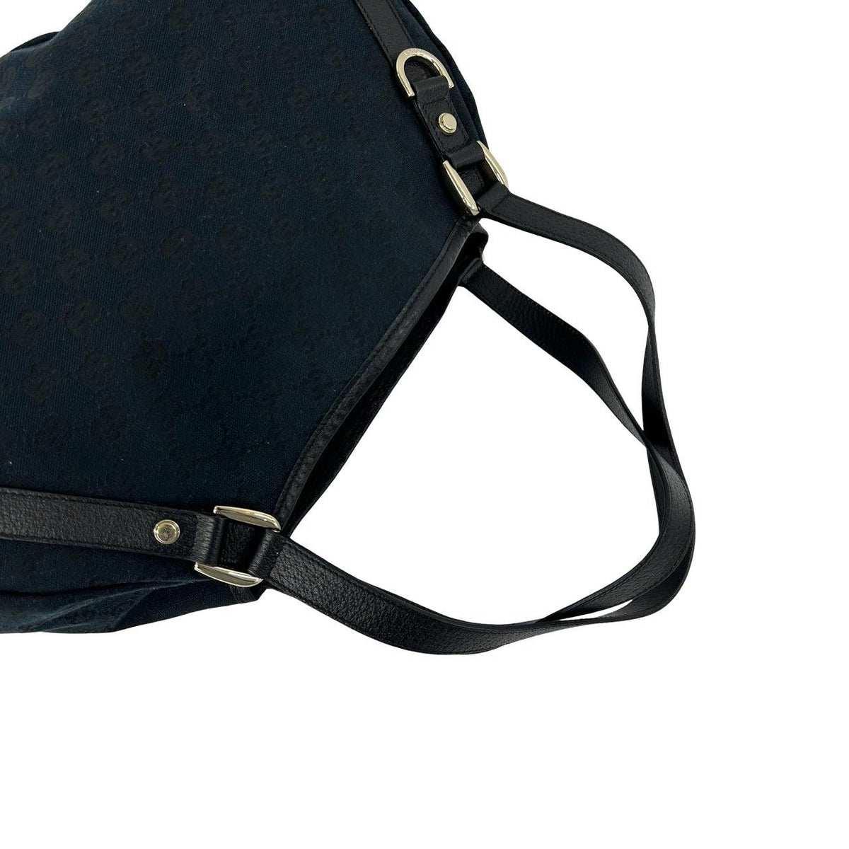 Gucci Vintage GG Pattern Logo Canvas Leather Tote Shoulder Bag Navy — view 4