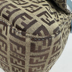 Fendi Shoulder Bag Zucchino Pattern Mamma Baguette Canvas Beige Light Blue — view 3