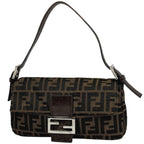 Fendi Shoulder Bag Zucca Pattern Mamma Baguette Canvas Brown