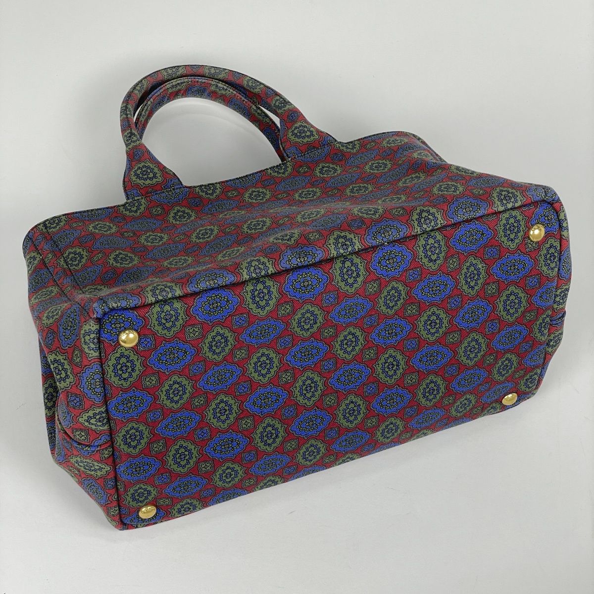 Prada Canapa Tote Bag Canvas Red Multicolor — view 2