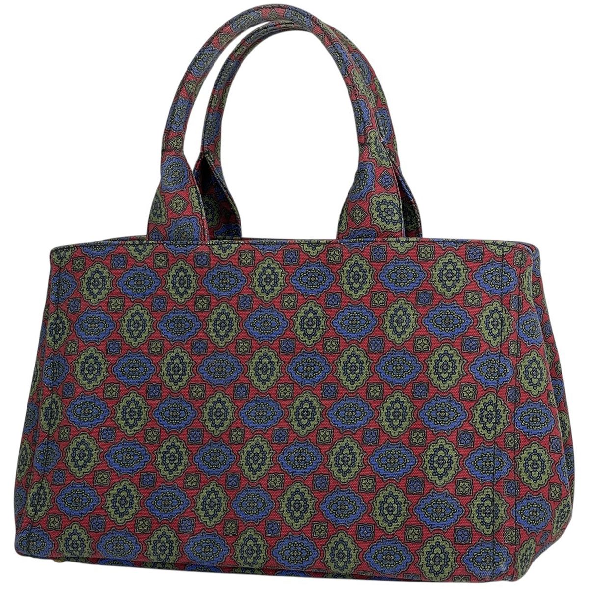 Prada Canapa Tote Bag Canvas Red Multicolor