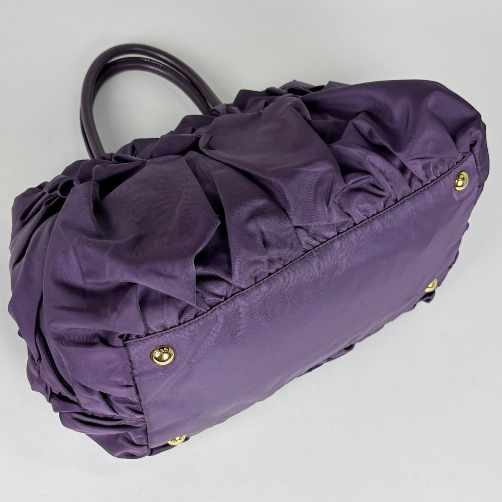 Prada Handbag Gathered Nylon Purple — view 2