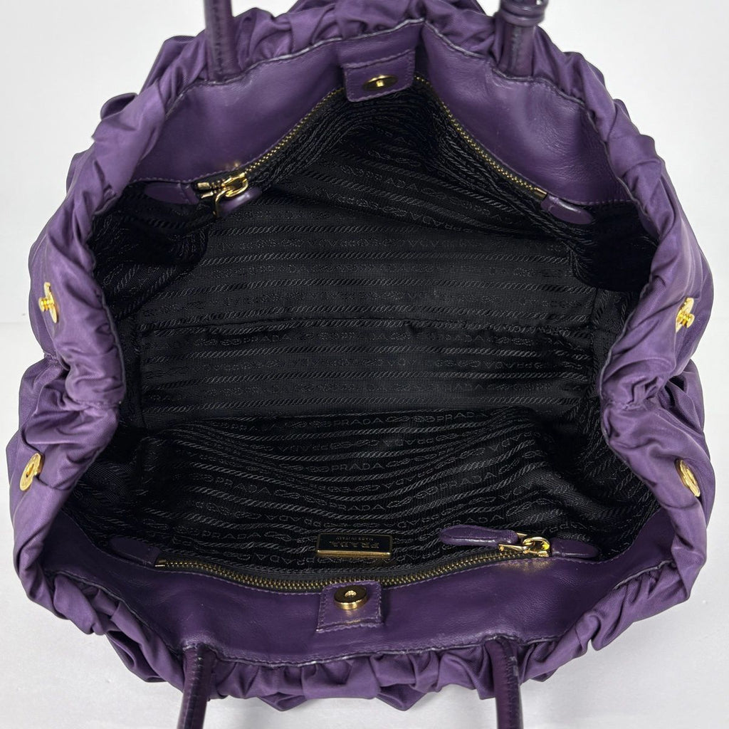 Prada Handbag Gathered Nylon Purple — view 6