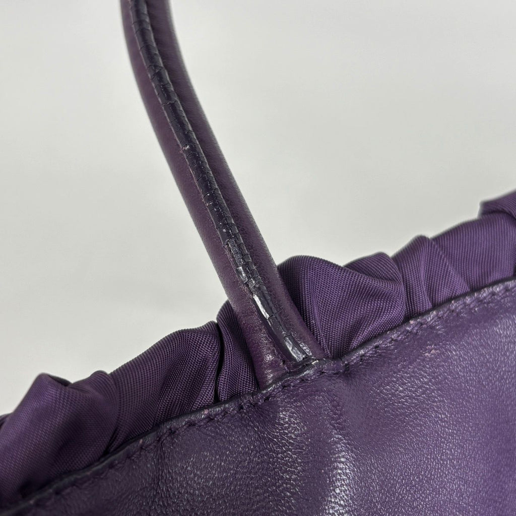 Prada Handbag Gathered Nylon Purple — view 5