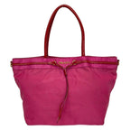 Prada Tote Bag Logo Jacquard Pink Red Leather