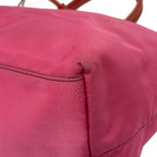 Prada Tote Bag Logo Jacquard Pink Red Leather — view 6