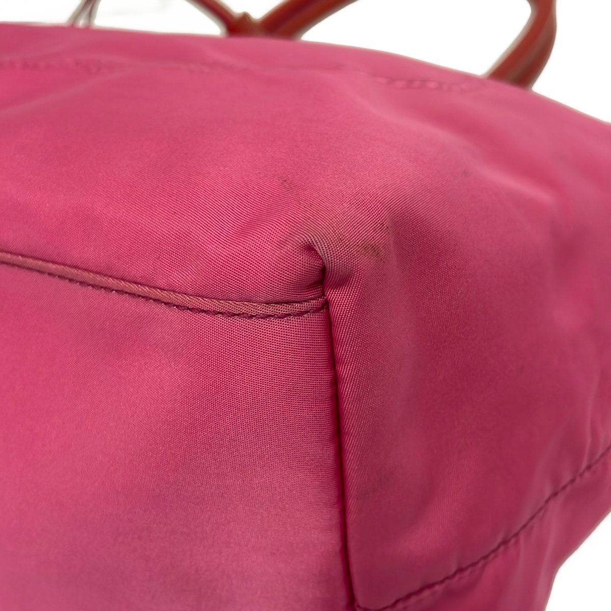 Prada Tote Bag Logo Jacquard Pink Red Leather — view 6