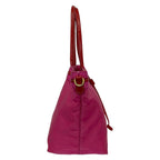 Prada Tote Bag Logo Jacquard Pink Red Leather — view 2