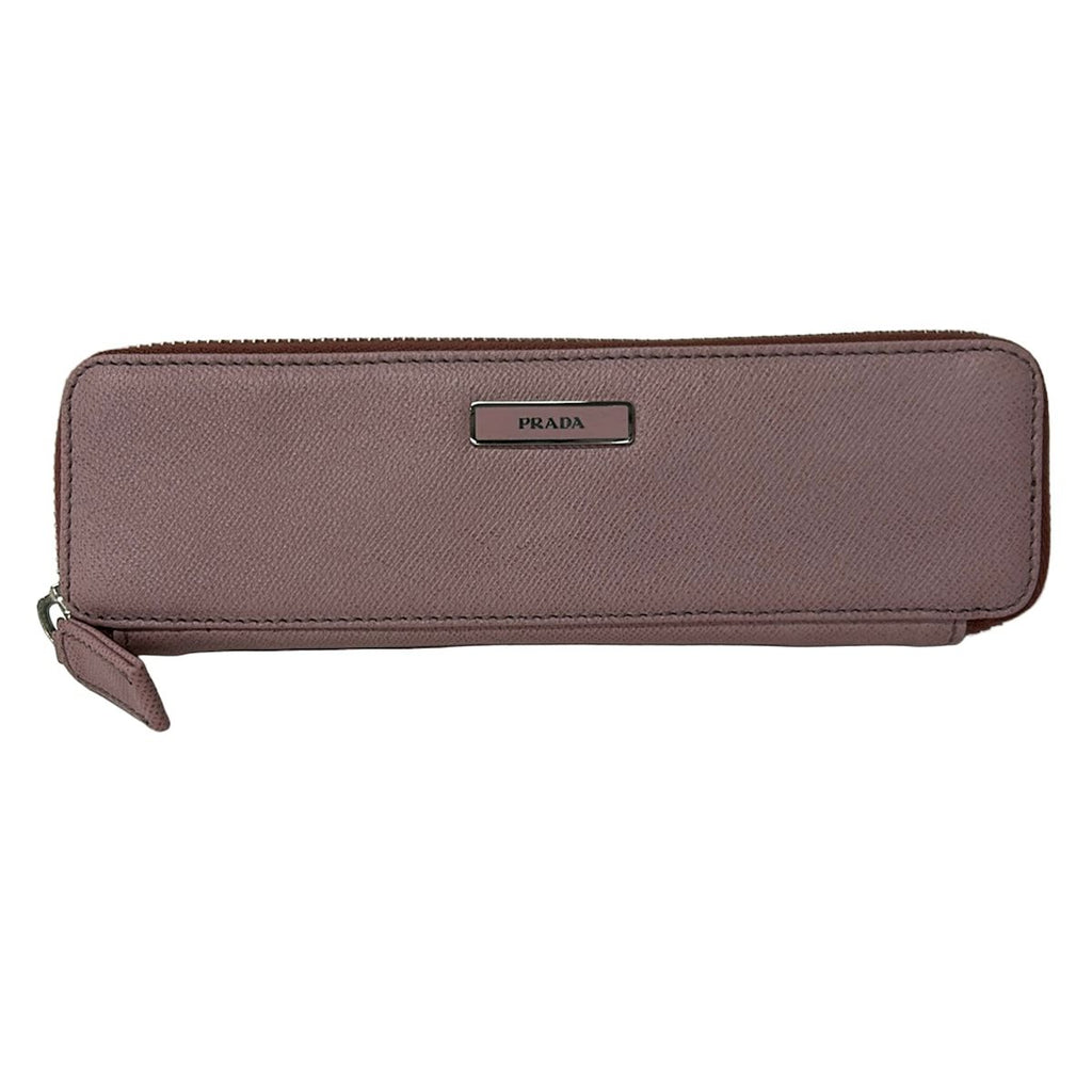 Prada Pen Case Pink Zip Around Leather
