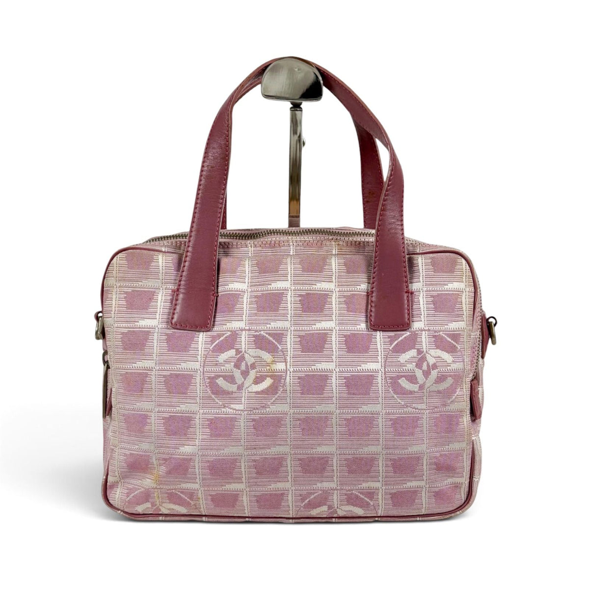 Chanel New Travel Line 2-Way Bag Pink Nylon Canvas CC Logo — view 3