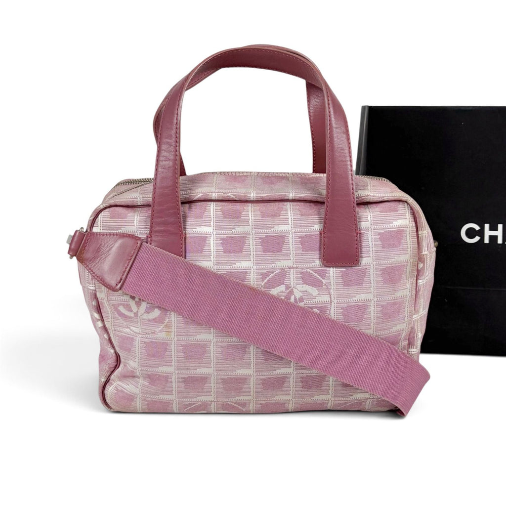 Chanel New Travel Line 2-Way Bag Pink Nylon Canvas CC Logo