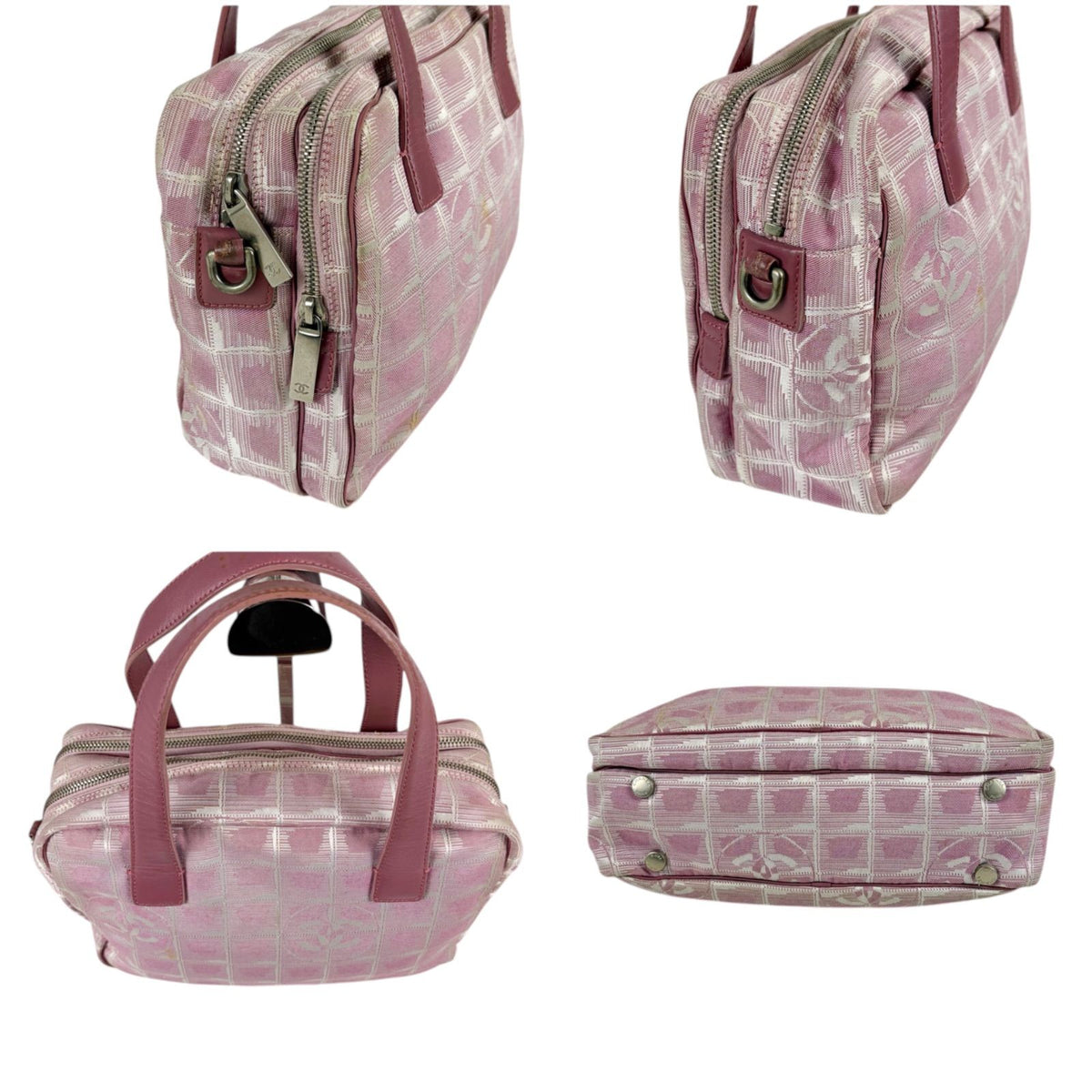 Chanel New Travel Line 2-Way Bag Pink Nylon Canvas CC Logo — view 4
