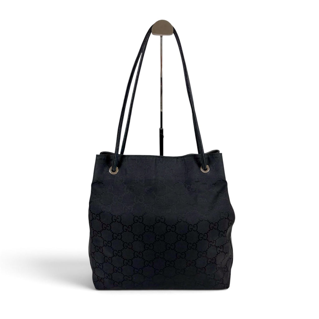Gucci GG Nylon Canvas Shoulder Bag Tote Black