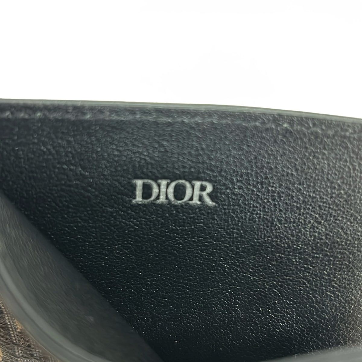 Dior Card Case Oblique Montaigne Black Beige Leather — view 3