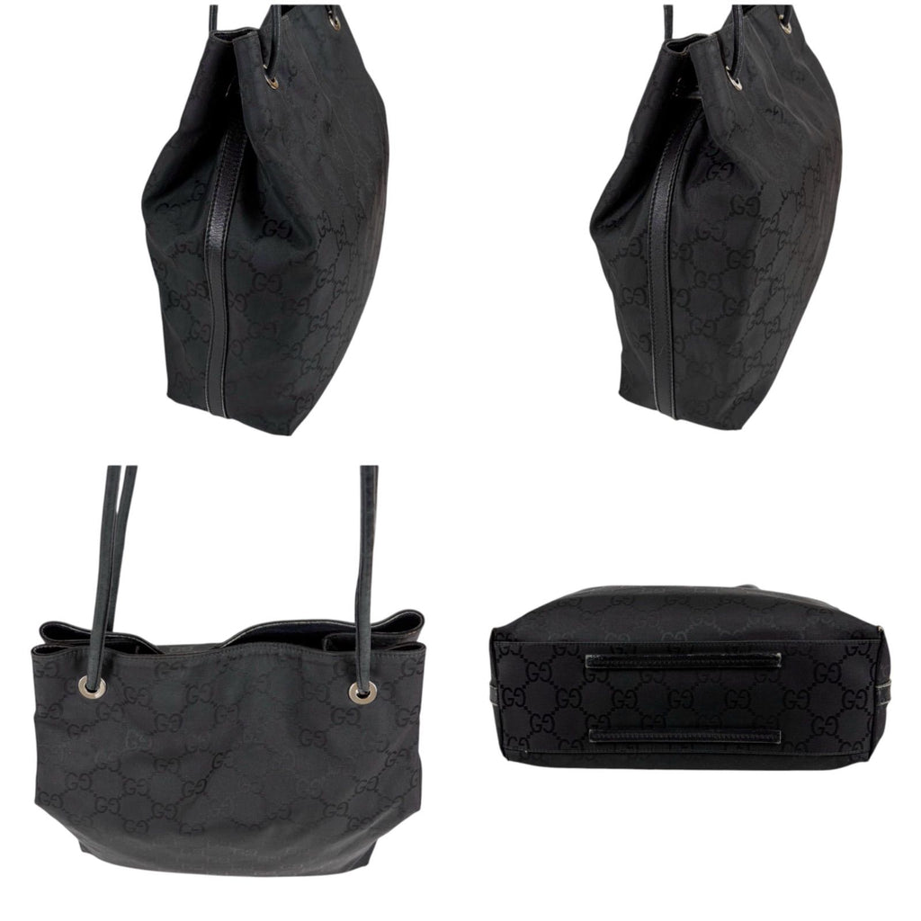 Gucci GG Nylon Canvas Shoulder Bag Tote Black — view 3